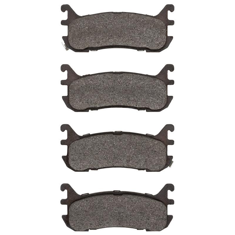 R1 Concepts Ford Escort 1994-2003 rear OE ceramic brake pads, shown in black with metal backing plates.