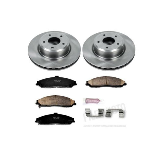 PowerStop OE front brake kit for 2005-2006 Pontiac GTO, includes brake rotors and pads, automotive braking components