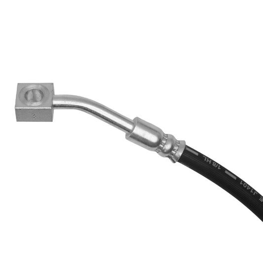 DFC Chevrolet Camaro front-left brake hose from the brake line kit, showing the flexible rubber and metal fittings.