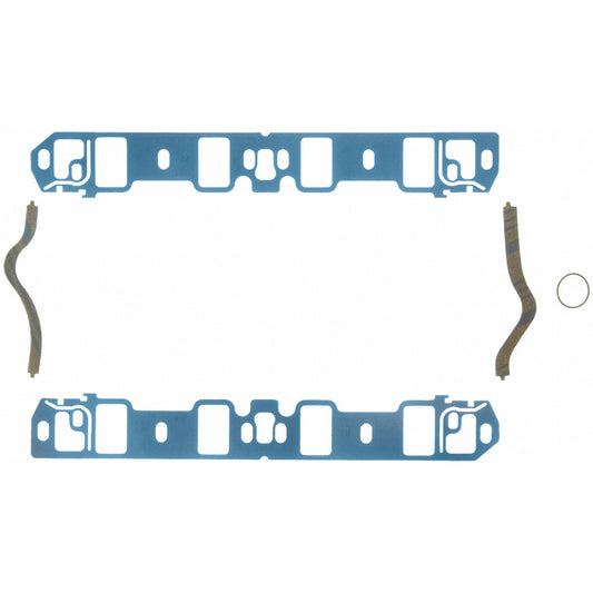 Fel-Pro Ford Mustang engine intake manifold gasket set showing multiple gaskets for engine sealing and repair.