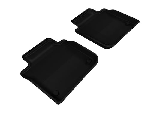 Black 3D MAXpider rubber floor mats for second row of Lexus GS and GS Hybrid (2013-2020), featuring durable, custom-fit design.