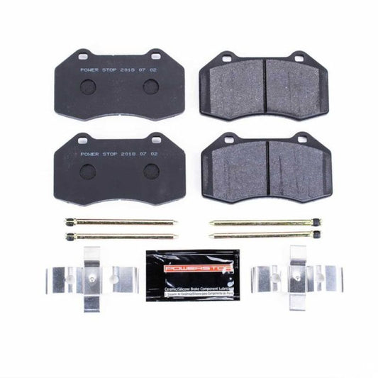 PowerStop racing front brake pads for Fiat 124 Spider 2017-2018, designed for high-performance track day braking.