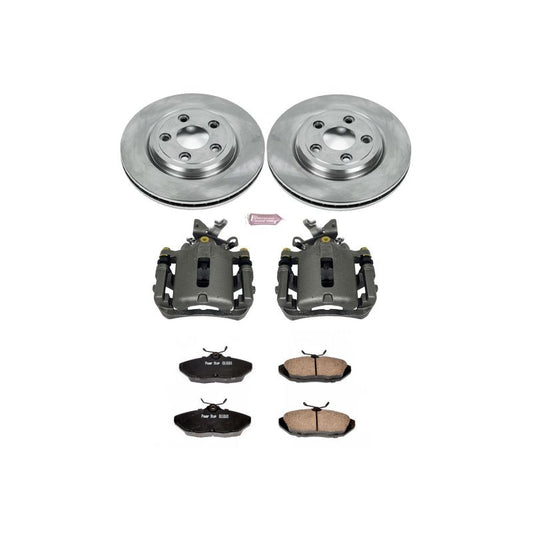 PowerStop OE rear brake kit with calipers for 2002-2005 Ford Thunderbird, includes brake rotors and components.