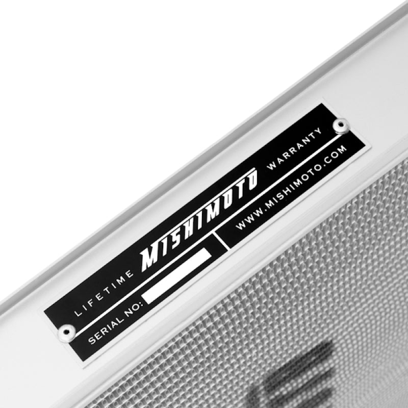 Mishimoto aluminum radiator for 1991-1999 Mitsubishi 3000GT Turbo, showing the sleek, lightweight design and cooling fins.