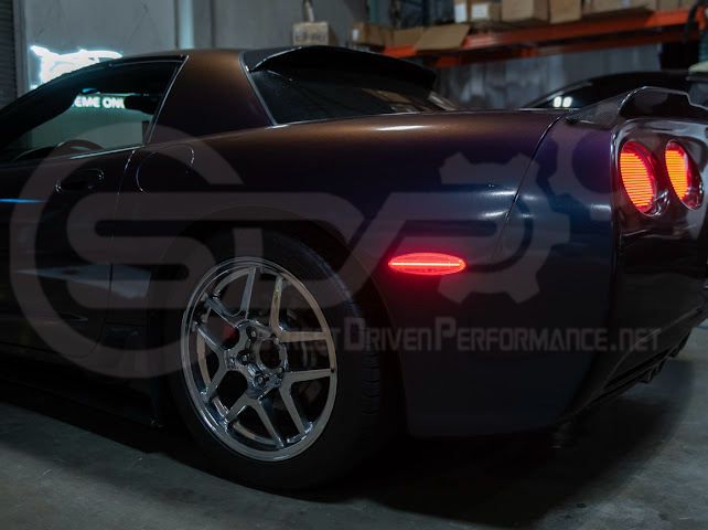 1997-2004 Chevrolet Corvette C5 | Rear Bumper Clear / Red / Black Lens Red LED Side Marker Lights Pair