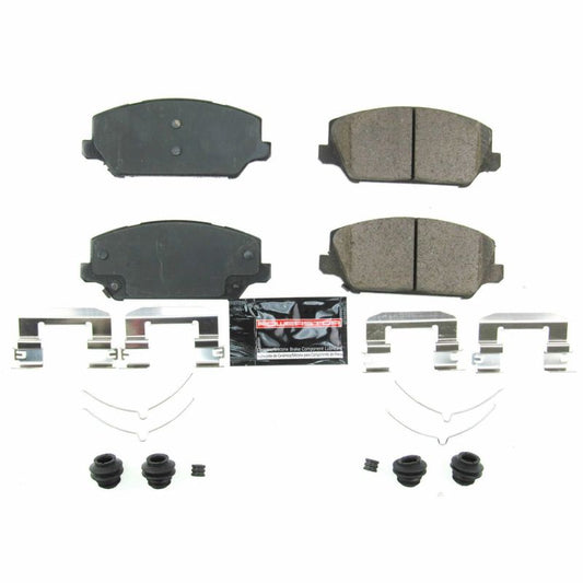 PowerStop Z23 Evolution Sport brake pads with hardware installed on a 2017-2018 Kia Cadenza front brake system.