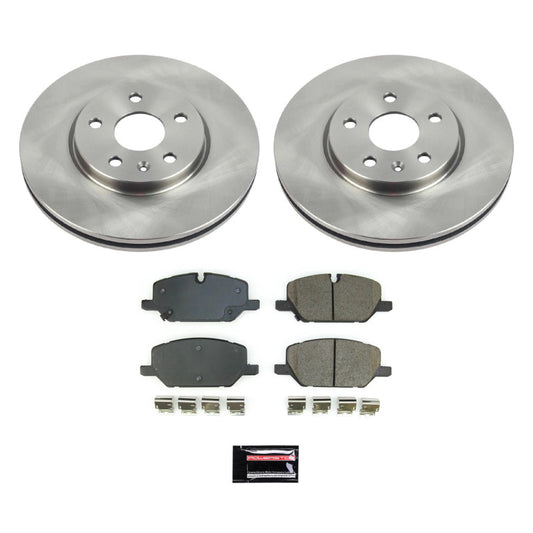 PowerStop OE front brake kit for 2020-2021 Cadillac XT4 with brake rotors and pads, automotive brake components.