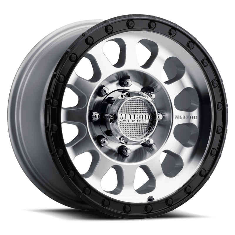 Method MR315 cast wheel in gloss black with machined lip, 18x9 size, +18mm offset, 8x6.5 bolt pattern, 130.81mm CB.