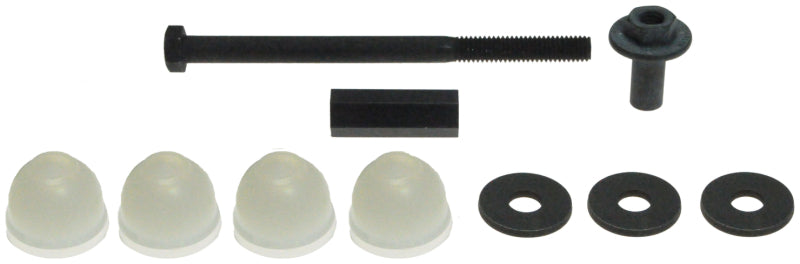 Moog sway bar endlinks for Volvo 780, front and rear, showing metal links with rubber bushings on a vehicle suspension system.