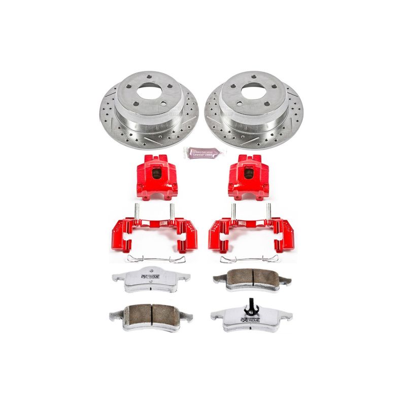 PowerStop Z26 Street Warrior brake kit with rear calipers for Jeep Grand Cherokee 1999-2004, performance brake system.