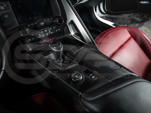 2014-2019 Corvette C7 | Carbon Fiber Center Console Bezel Cup Holder Trim Panel (Fits all Models)