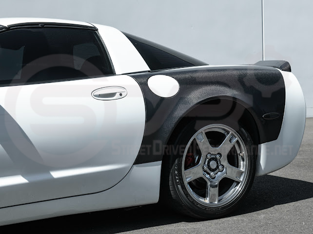 Factory style carbon fiber front and rear widebody fenders for 1997-2004 Chevrolet Corvette C5 hatchback by Street Driven Performance