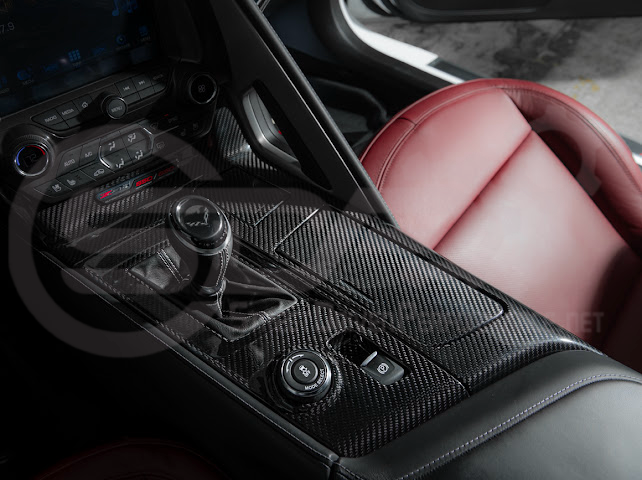 2014-2019 Corvette C7 | Carbon Fiber Center Console Bezel Cup Holder Trim Panel (Fits all Models)