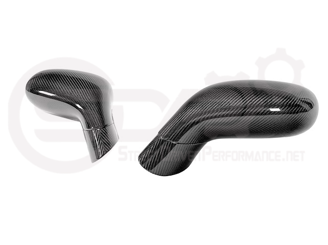 Dry carbon fiber side mirror cap covers for 2005-2013 Chevy Corvette C6, set of 4, tape-on replacement mirror covers by Street Driven Performance.
