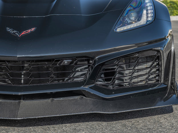 2019 CHEVROLET CORVETTE C7 ZR1 CARBON FIBER FRONT BUMPER VENT BROWS INSERTS (PAIR)