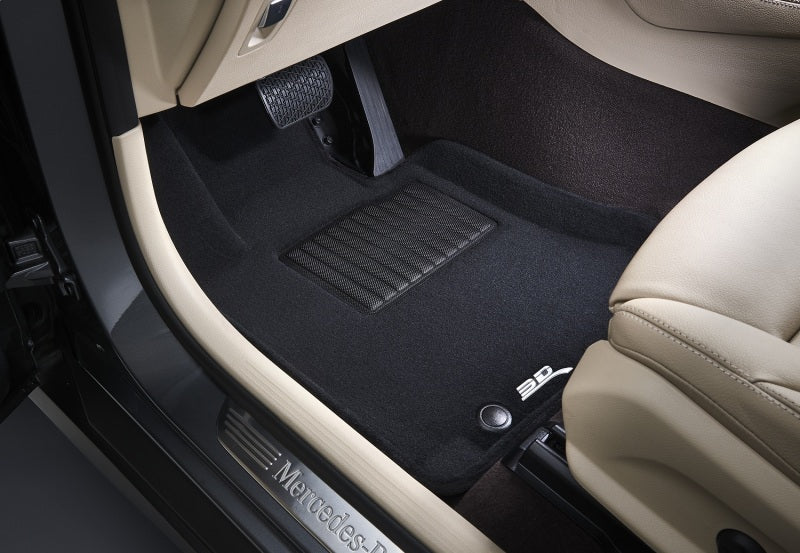 Black rubber floor mats for Mercedes-Benz GLS-Class X167 by 3D MAXpider, featuring textured surface and custom fit for vehicle interior.
