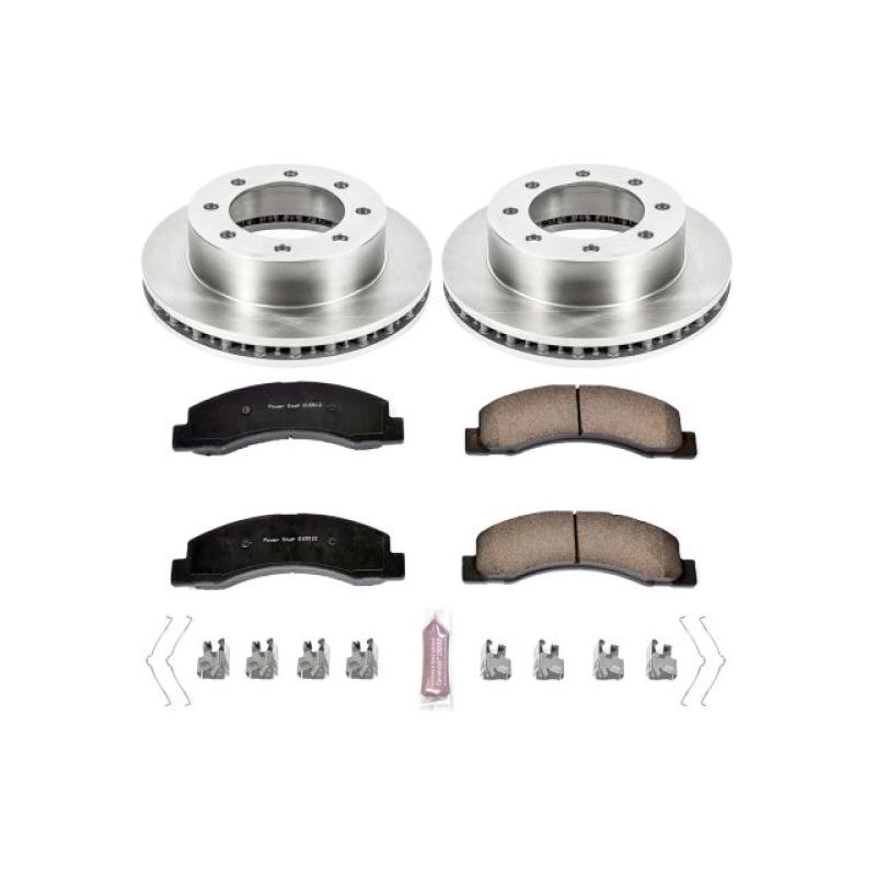 PowerStop OE brake kit for 1999 Ford F-250 Super Duty front, includes brake rotors and pads, automotive brake components.