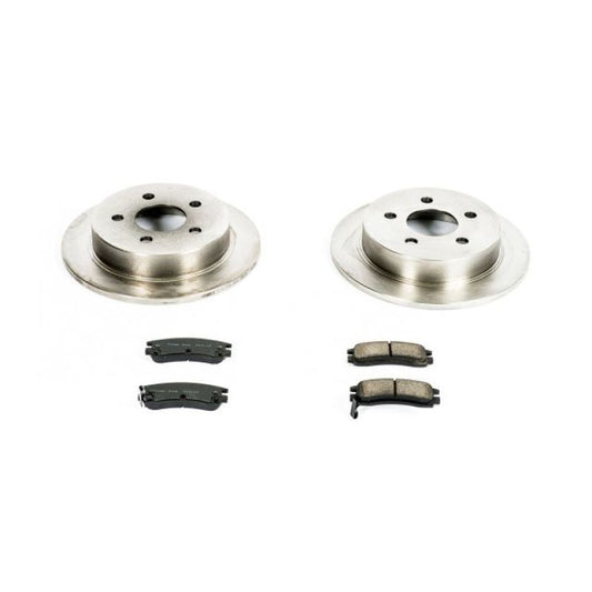PowerStop OE rear brake kit for 2004-2005 Buick Century, Autospecialty brake components with rotors and pads installed.