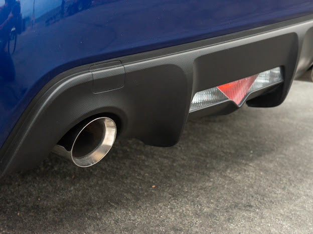 Street Driven Performance exhaust axle back dual exhaust for Scion FRS, Subaru BRZ, Toyota 86 with chrome or burnt blue tips.