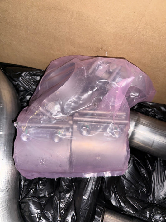 Open box SDP CORSA Performance Double X-Pipe Exhaust connecting pipes for Cadillac CT5-V Blackwing, part #COR-21321, black metal finish.