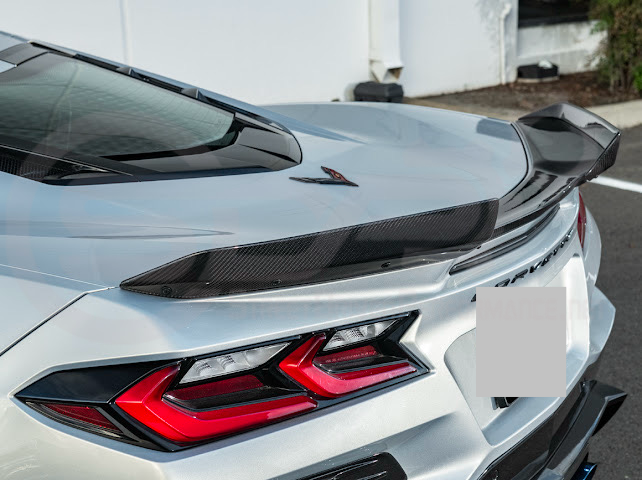 2023-Up CORVETTE C8 Z06 / E-RAY / ZR1 | Z06 FACTORY STYLE CARBON FIBER REAR SPOILER WING WITH 1.5 INCH EXTENDED WICKERBILL WINGLETS