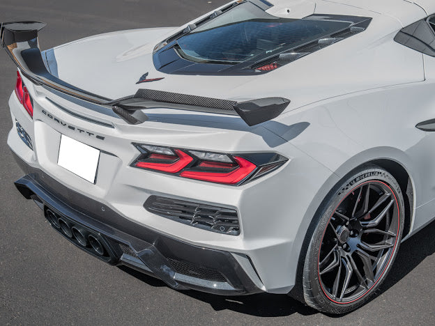 2020+ CORVETTE C8 Z06 | CARBON FIBER HIGH WING SPOILER *ADD-ON* WICKERBILL PAIR