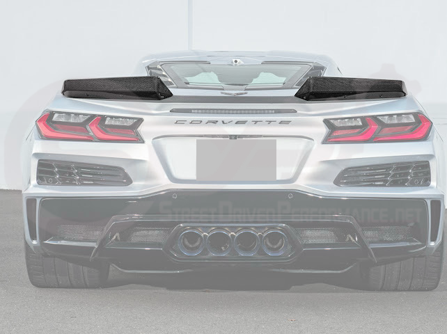 2023-Up CORVETTE C8 Z06 / E-RAY / ZR1 | Z06 FACTORY STYLE CARBON FIBER REAR SPOILER WING WITH 1.5 INCH EXTENDED WICKERBILL WINGLETS