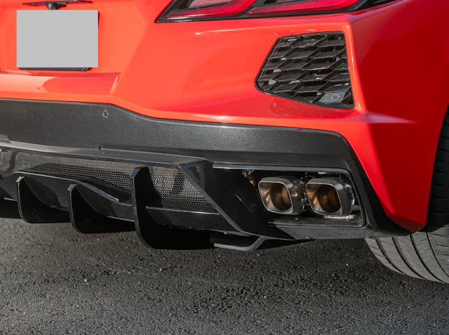 2020-Up Corvette C8 STINGRAY & Z51 | CARBON FLASH 3Pcs Rear Bumper *ADD-ON* Diffuser Lip