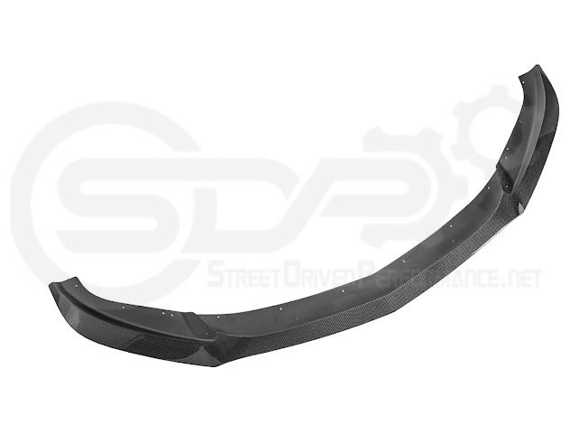 Blackwing style carbon fiber front bumper lip splitter for Cadillac CT5 Sport and V models, enhancing sporty ground effects.