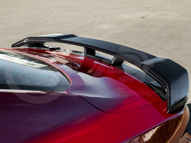 2024-UP FORD MUSTANG | DARKHORSE STYLE GLOSSY BLACK REAR TRUNK LID GURNEY FLAP WICKERBILL WING SPOILER