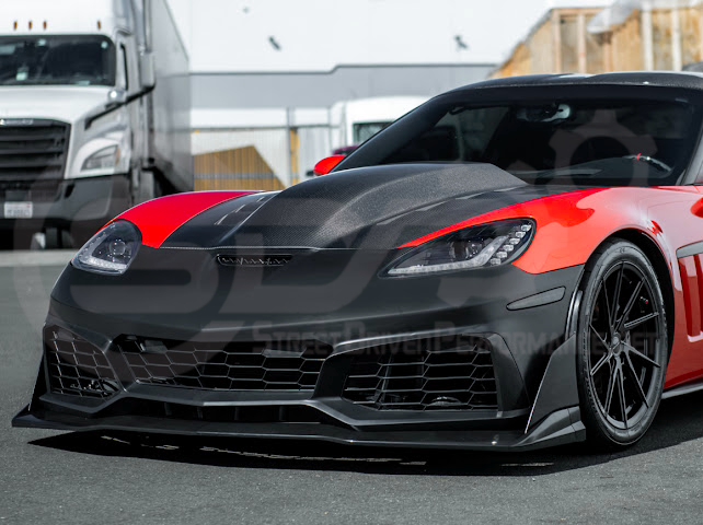 2005-2013 Corvette C6 Z06 | C7 ZR1 Style Primer Black Front Bumper Conversion Kit Replacement