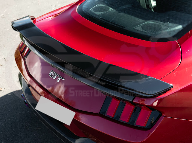 2024-UP FORD MUSTANG | DARKHORSE STYLE GLOSSY BLACK REAR TRUNK LID GURNEY FLAP WICKERBILL WING SPOILER