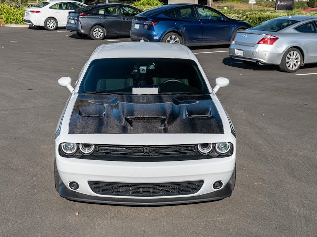 2015-2023 DODGE CHALLENGER | FACTORY STYLE CARBON FIBER HEADLIGHT TRIM COVER W/ FRONT GRILLE INSERT