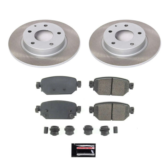 PowerStop rear semi-coated brake rotor kit for Mazda CX-3 2019-2021, performance brake rotor set with vented design.