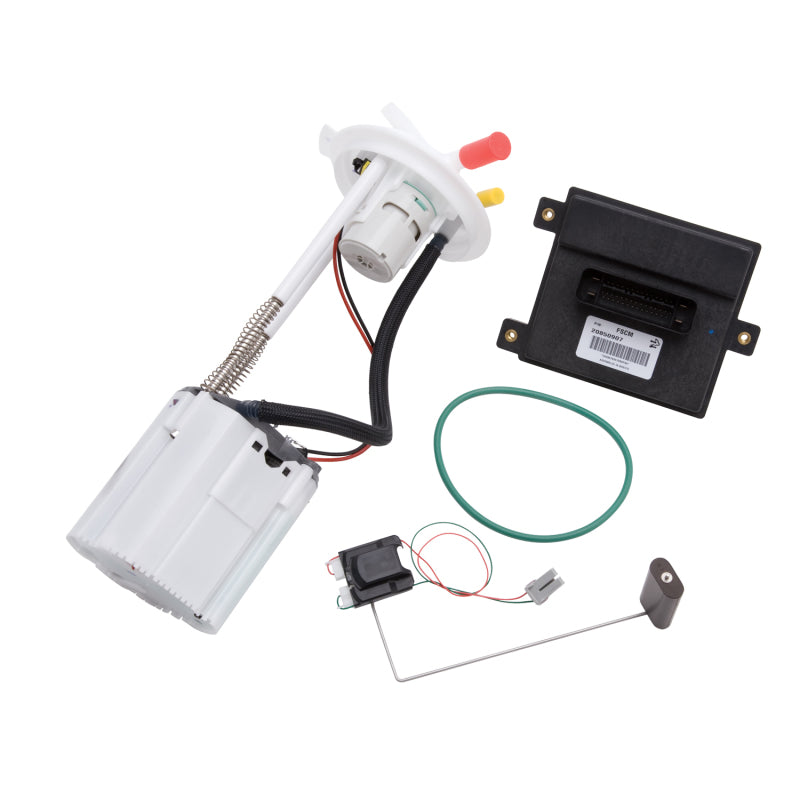Edelbrock Supercharger Supplemental Fuel Pump Kit for GM trucks 2007-2009 4.8L/5.3L non-flex fuel engine, includes fuel pump components.
