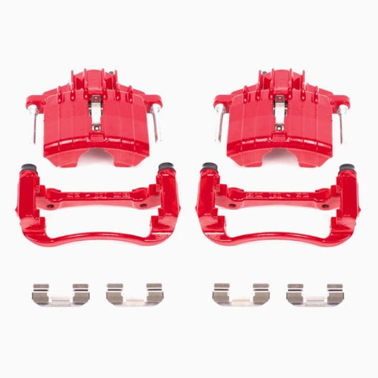 PowerStop front red brake calipers with brackets for 2004-2005 Chevrolet Classic, performance disc brake replacement pair