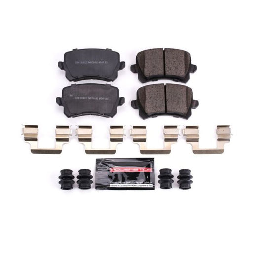 PowerStop Z23 Evolution Sport rear brake pads for 2015 Audi Q3 with hardware, high-performance brake system components.