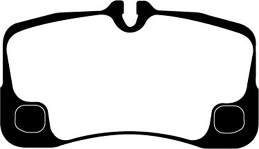 EBC red Porsche 911 997 3.6 Carrera rear brake pads with cast iron rotor for enhanced performance and braking.