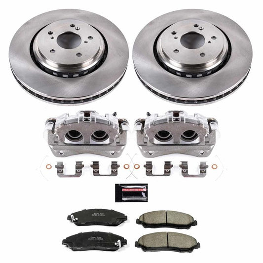 PowerStop OE front brake calipers with autospecialty kit for 2014-2016 Acura MDX, showing detailed view of caliper assembly.