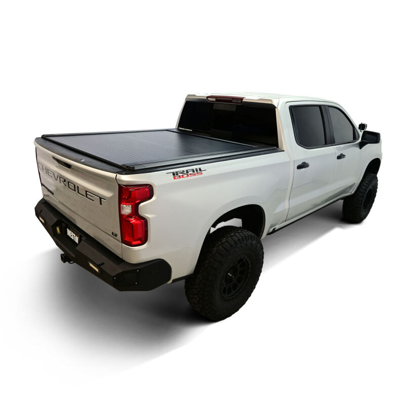 Westin roll-up tonneau cover in black for 2019-2026 Silverado/Sierra 1500 5ft 8in bed, manual retractable truck bed cover