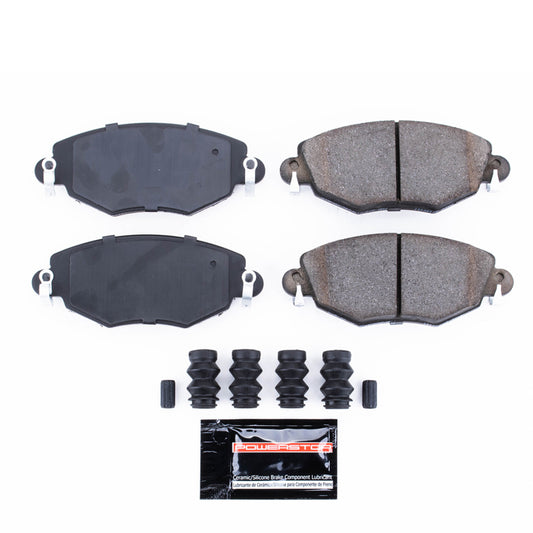 PowerStop Z23 Evolution Sport front brake pads with hardware for Jaguar X-Type 2002-2008, performance brake upgrade