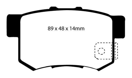 EBC Redstuff rear brake pads for Acura CL 2.2, high-performance brake pads with red friction material for better stopping power.