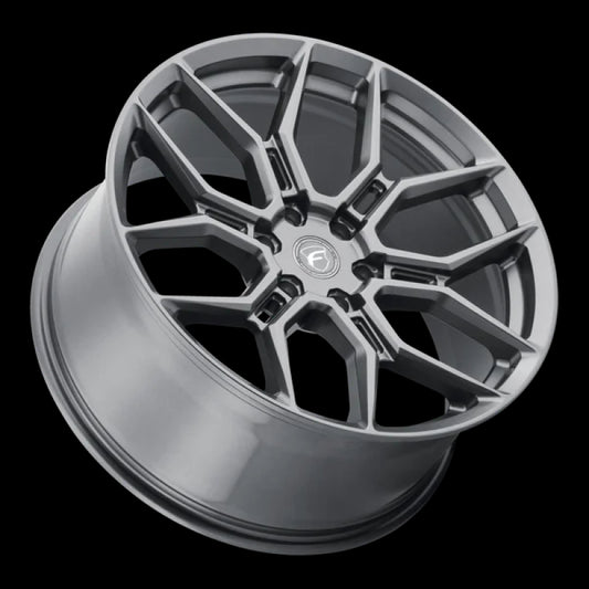 Forgestar X12 22x10 satin anthracite cast wheel with 6x135 bolt pattern, ET30 offset, and 6.68-inch backspacing.