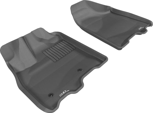 Black 3D MAXpider 2013-2020 Toyota Sienna first row rubber floor mat with textured surface and custom fit design.