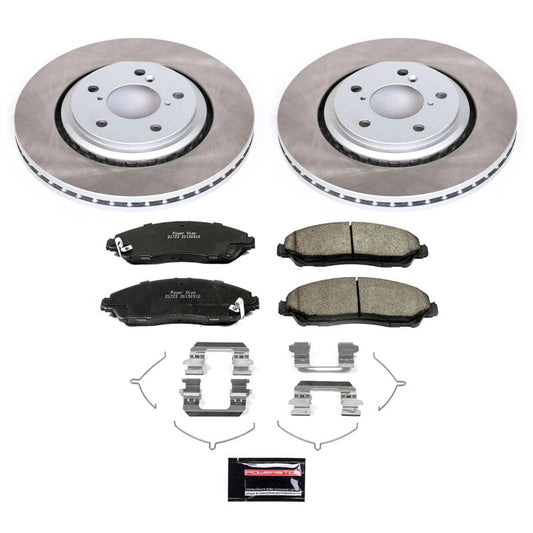 PowerStop front semi-coated rotor kit for 2017-2022 Honda Ridgeline, performance brake rotor set with vented design