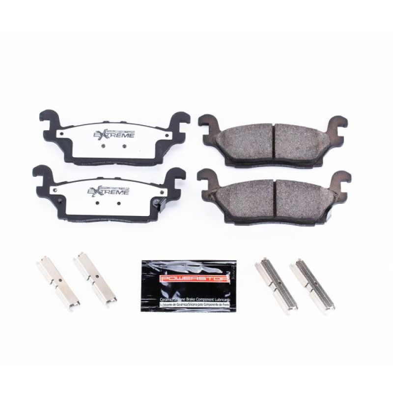 PowerStop Z36 truck and tow brake pads for Hummer H3 rear, showing performance brake pads with hardware included.