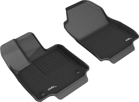 Black 3D MAXpider floor mat for the 2019-2020 Toyota RAV4 first row, made of durable rubber with textured surface.