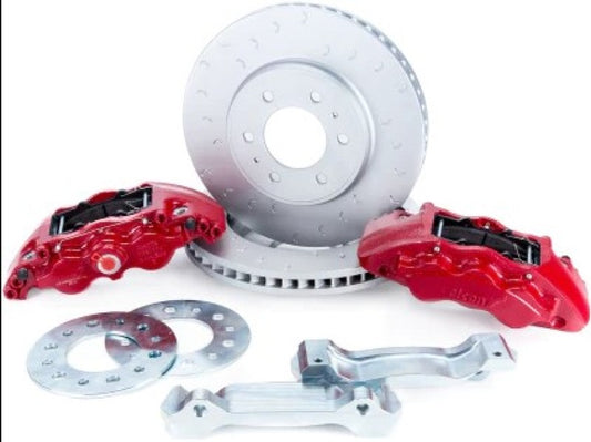 Alcon 2016+ Toyota Tundra Landcruiser LC200 front big brake kit with 6 piston calipers and 335x36mm rotors, black brake components