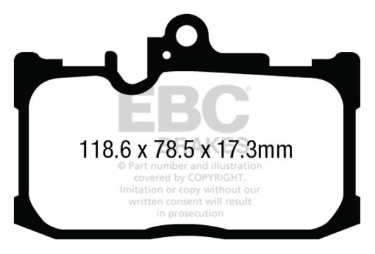 EBC Greenstuff front brake pads for Lexus GS350 3.5 F-Sport RWD, performance brake pads with green lining and metal backing