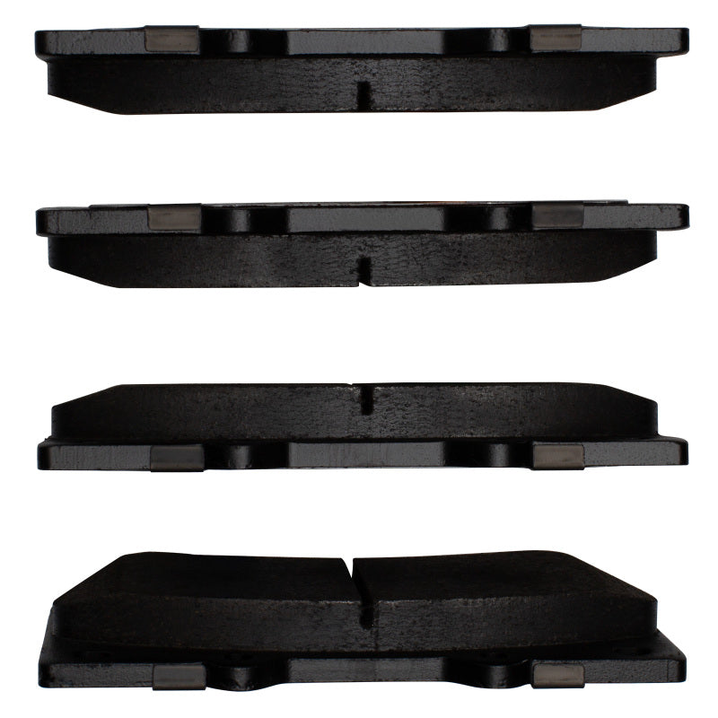 R1 Concepts performance front super duty brake pads for Toyota Sequoia R1 07-22, showing the brake pad set with metal backing plates.